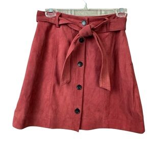 Joie Suede Button Belted A Line Mini Skirt Women Sz 4